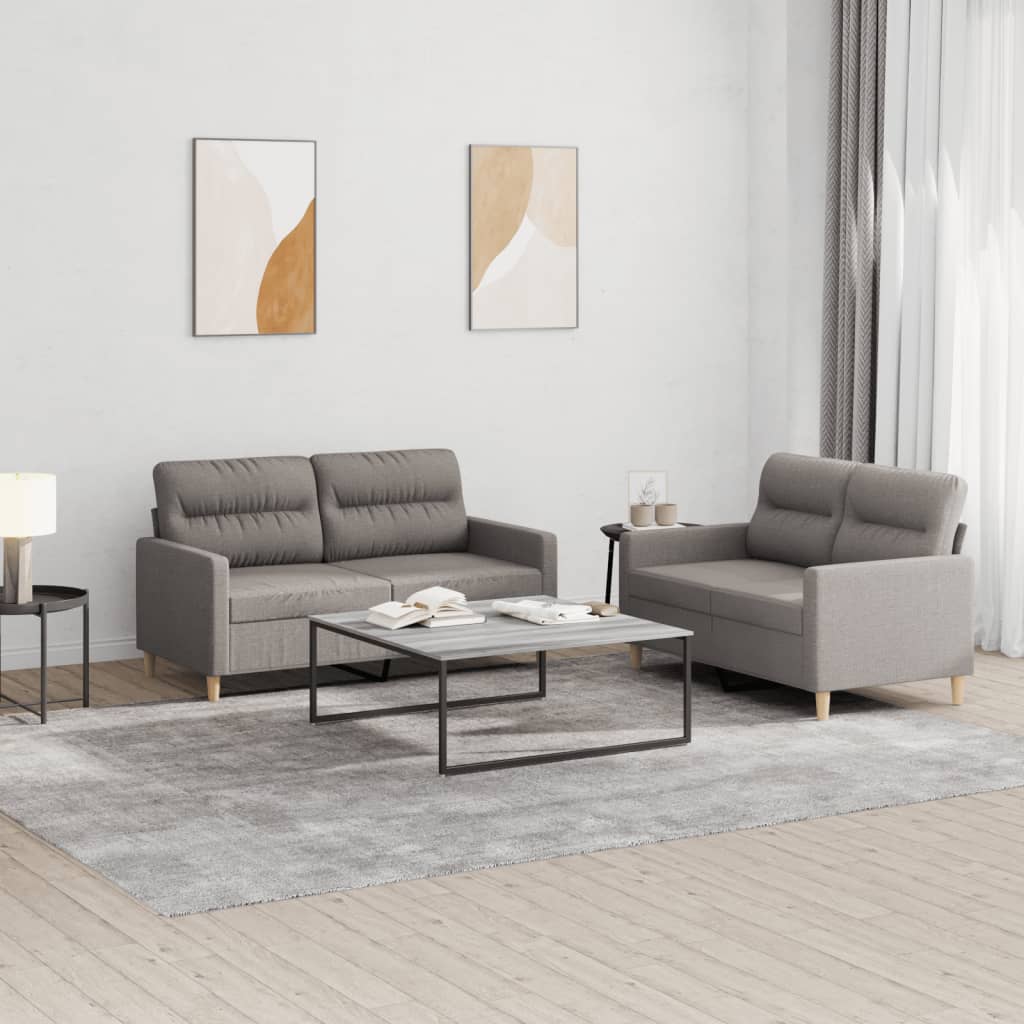 Ensemble de canapés 2 pcs avec coussins Taupe Tissu - XIOS