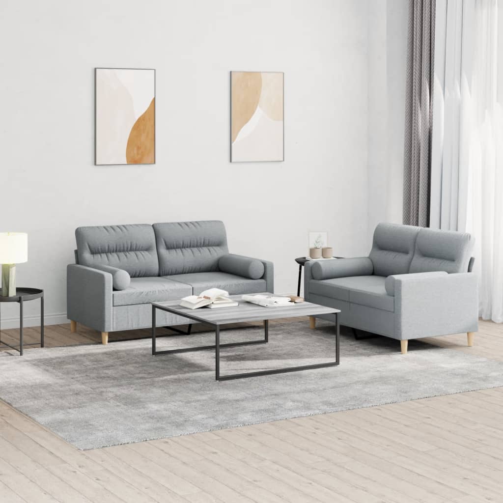 Ensemble de canapés 2 pcs coussins gris clair tissu - XIOS