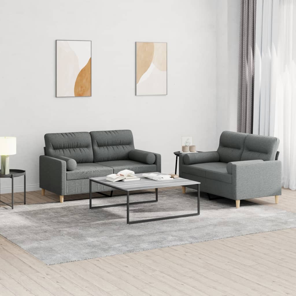 Ensemble de canapés 2 pcs coussins gris foncé tissu - XIOS