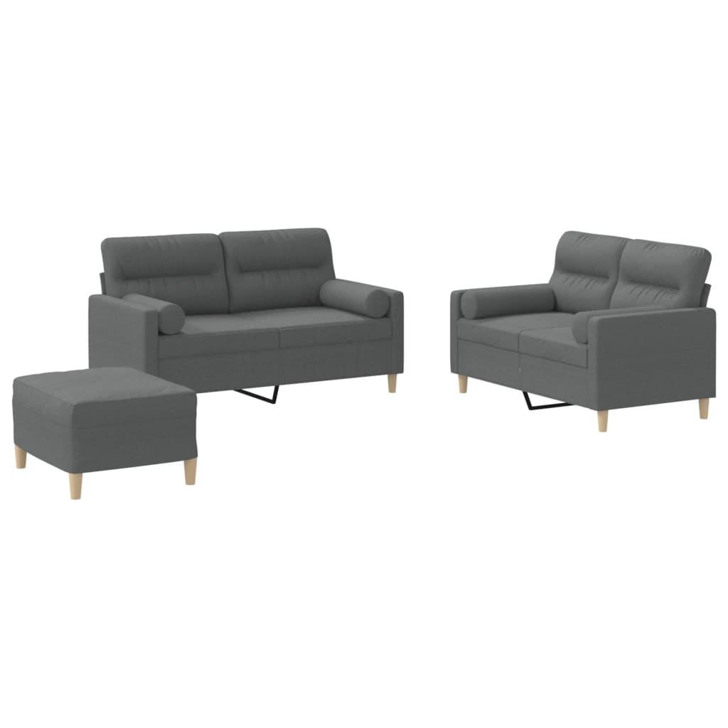 Ensemble de canapés 3 pcs coussins gris foncé tissu - XIOS