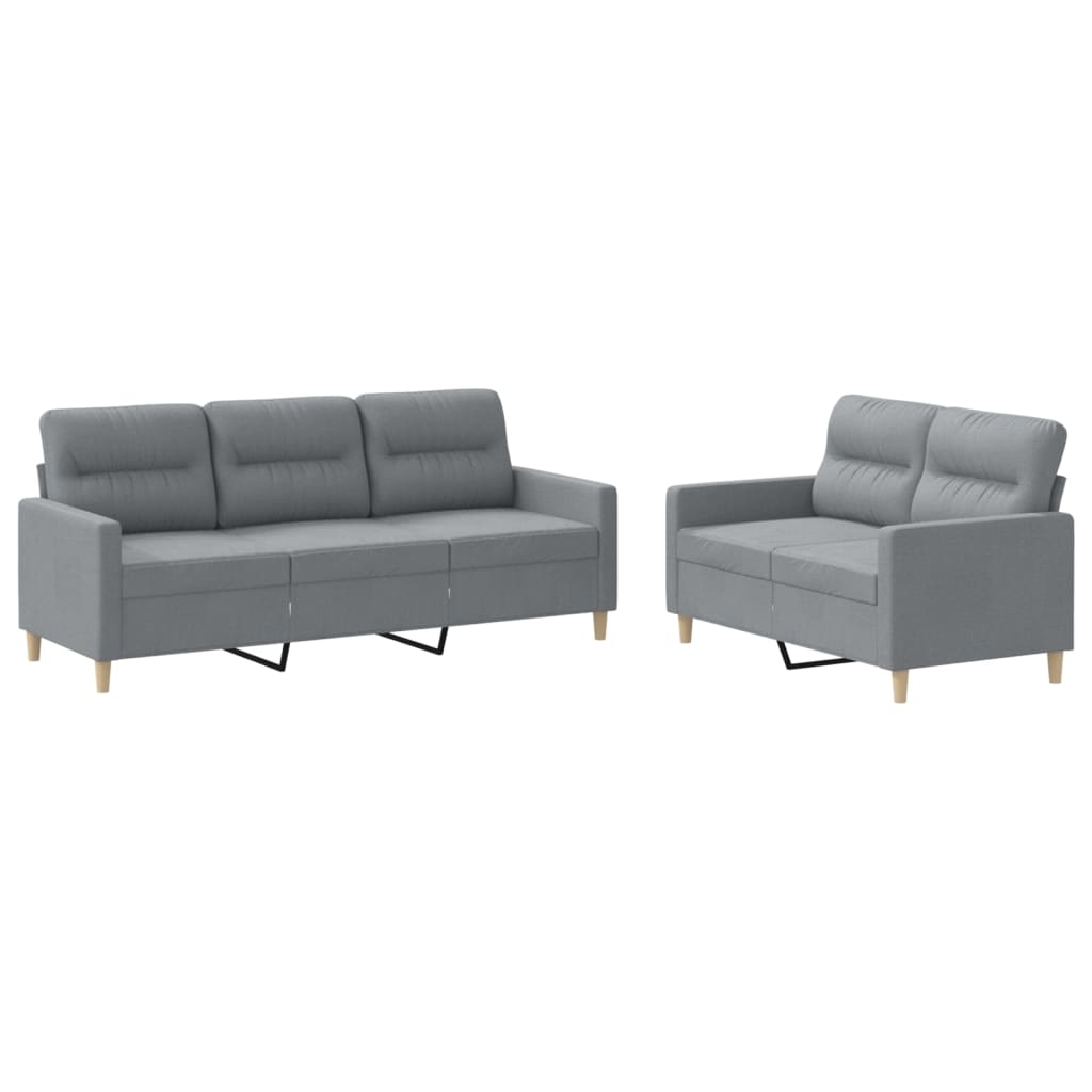 Ensemble de canapés 2 pcs avec coussins Gris clair Tissu - XIOS