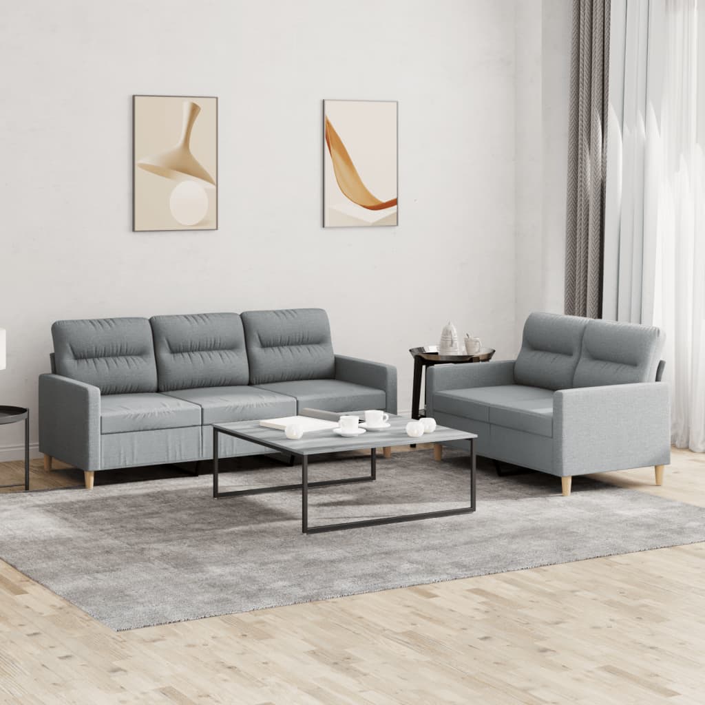 Ensemble de canapés 2 pcs avec coussins Gris clair Tissu - XIOS