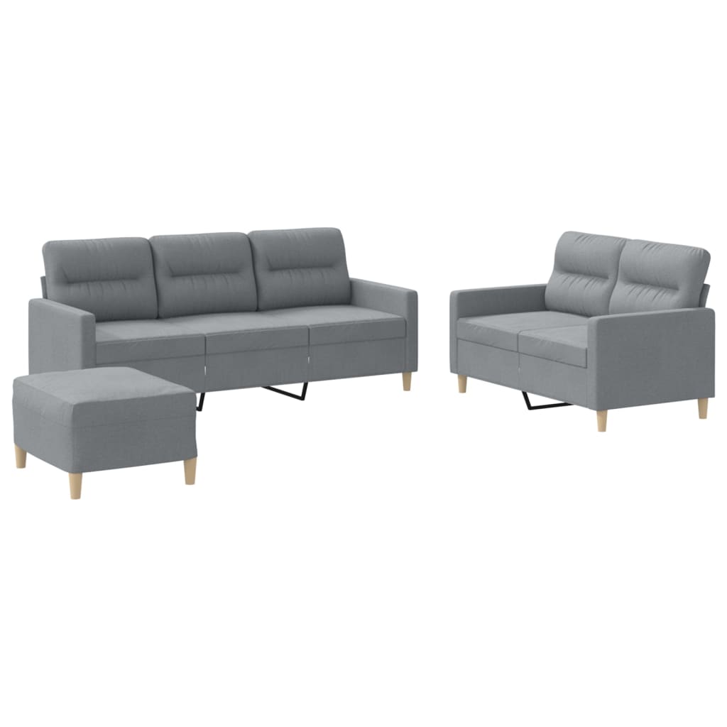 Ensemble de canapés 3 pcs avec coussins Gris clair Tissu - XIOS