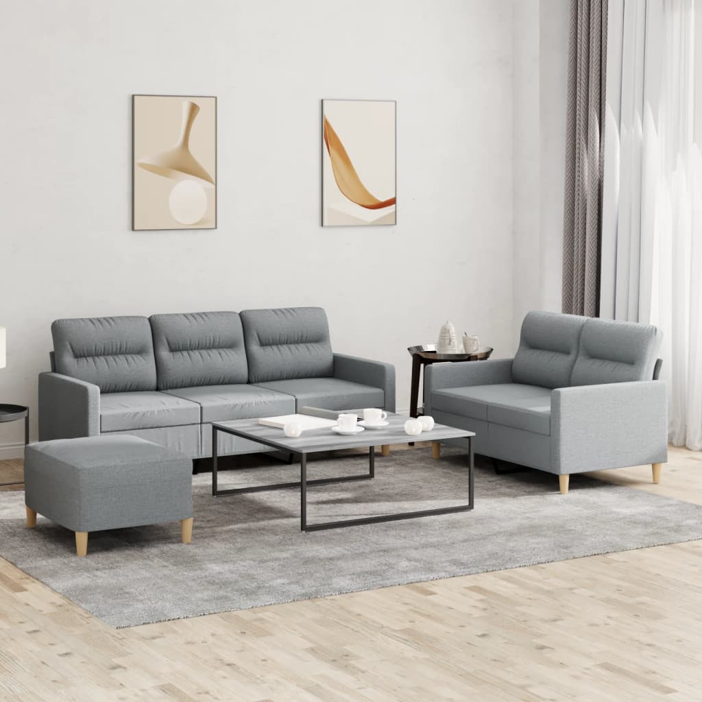Ensemble de canapés 3 pcs avec coussins Gris clair Tissu - XIOS