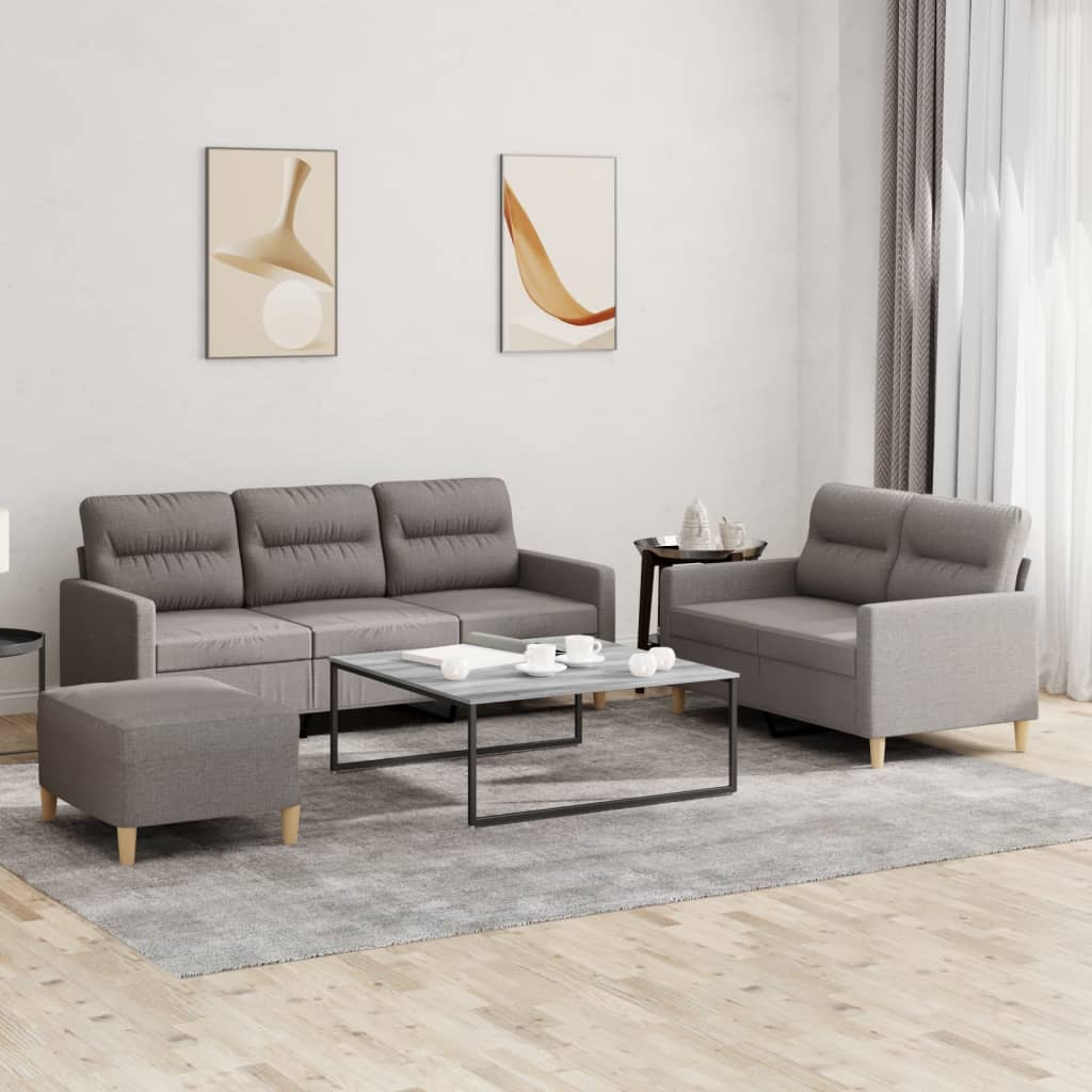 Ensemble de canapés 3 pcs avec coussins Taupe Tissu - XIOS