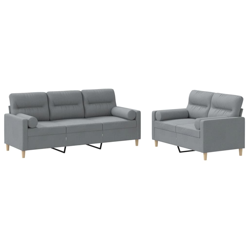 Ensemble de canapés 2 pcs coussins gris clair tissu - XIOS