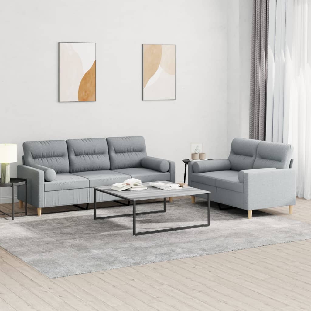 Ensemble de canapés 2 pcs coussins gris clair tissu - XIOS