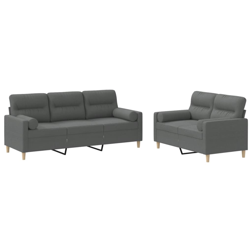Ensemble de canapés 2 pcs coussins gris foncé tissu - XIOS