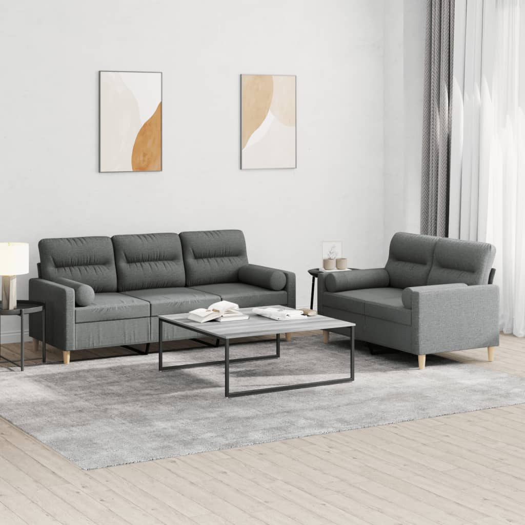 Ensemble de canapés 2 pcs coussins gris foncé tissu - XIOS