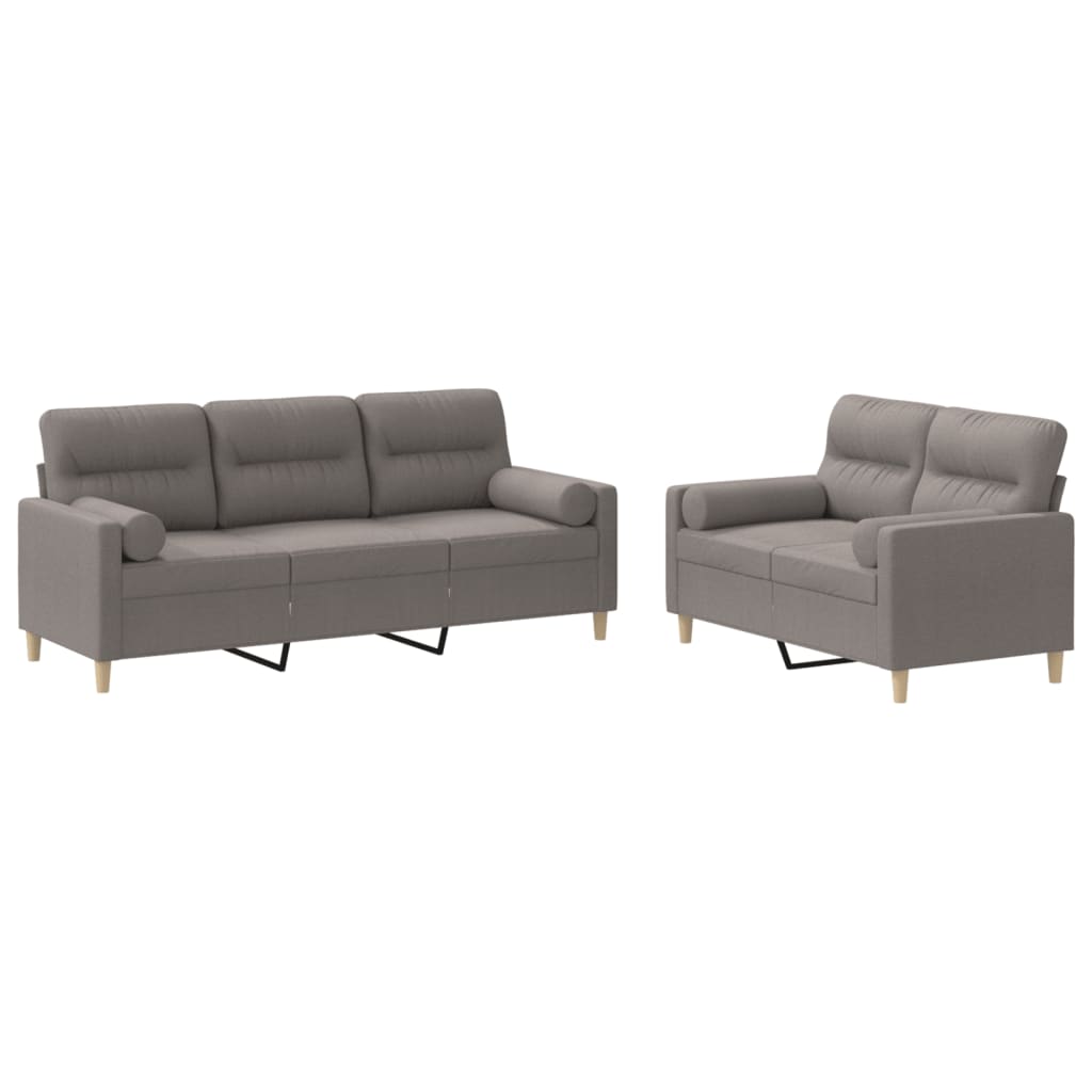 Ensemble de canapés 2 pcs avec coussins taupe tissu - XIOS