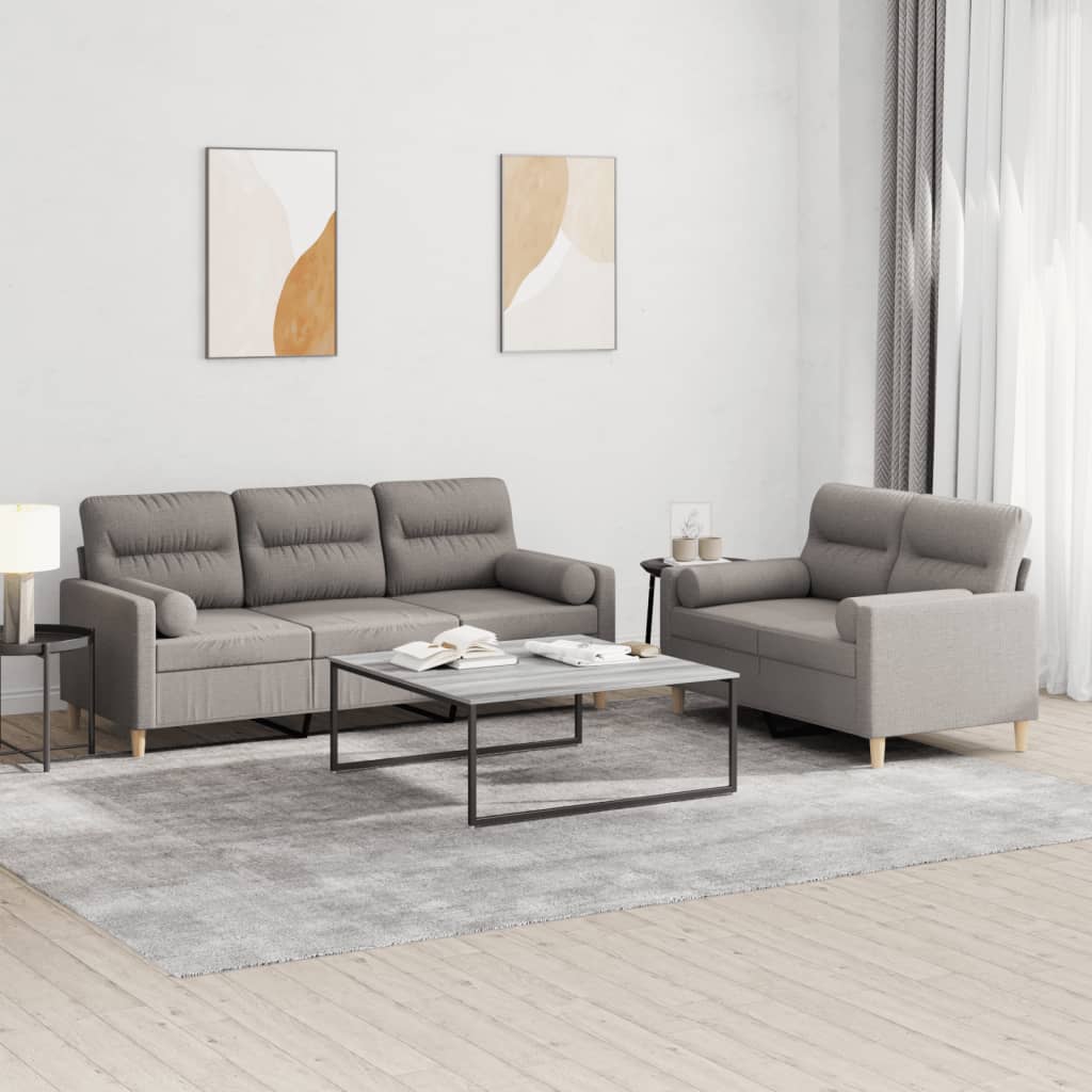 Ensemble de canapés 2 pcs avec coussins taupe tissu - XIOS