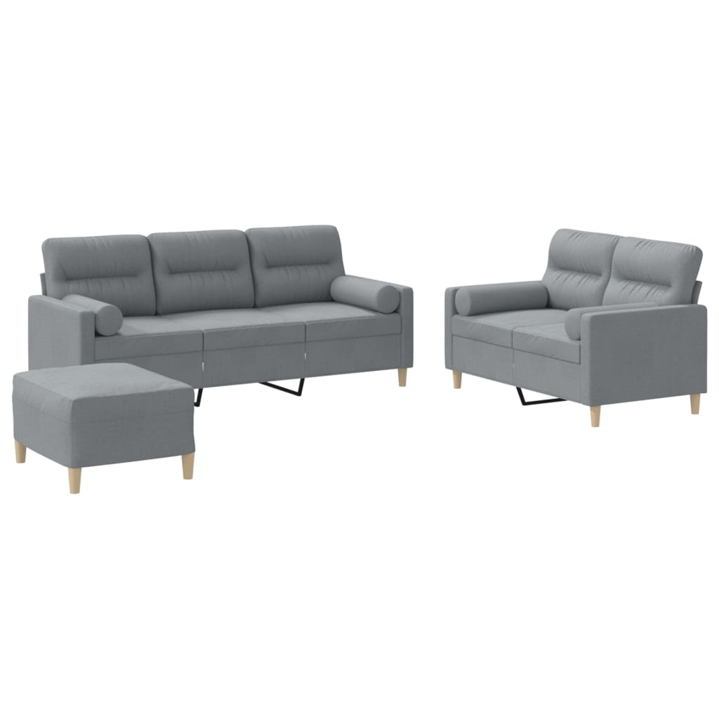Ensemble de canapés 3 pcs coussins gris clair tissu - XIOS