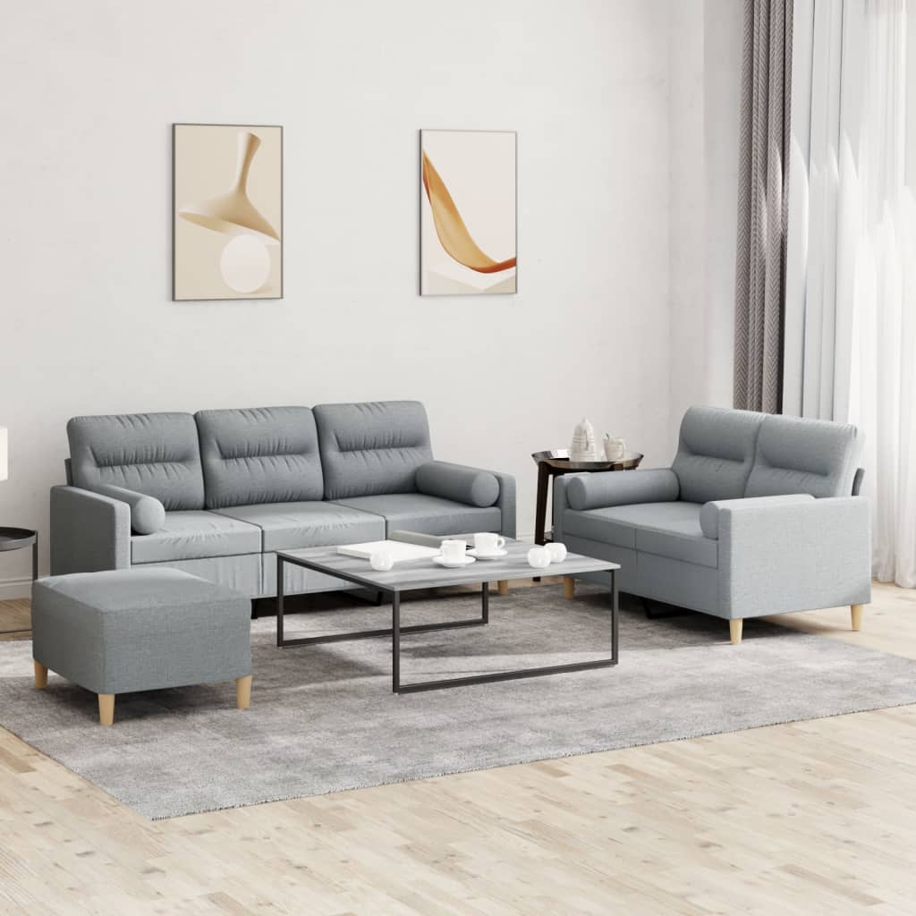 Ensemble de canapés 3 pcs coussins gris clair tissu - XIOS
