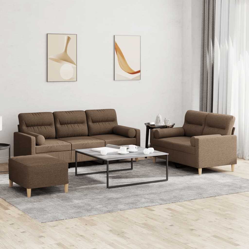 Ensemble de canapés 3 pcs avec coussins marron tissu - XIOS