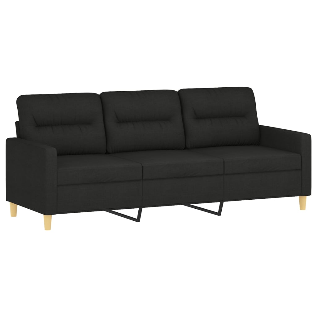 Ensemble de canapés 3 pcs avec coussins noir tissu - XIOS