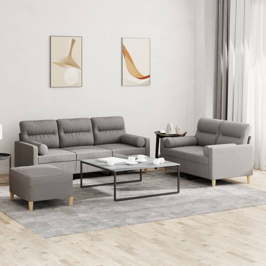 Ensemble de canapés 3 pcs avec coussins taupe tissu - XIOS