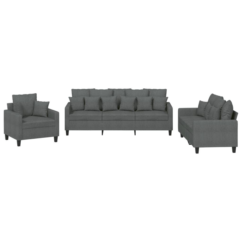 Ensemble de canapés 3 pcs coussins gris foncé tissu - XIOS