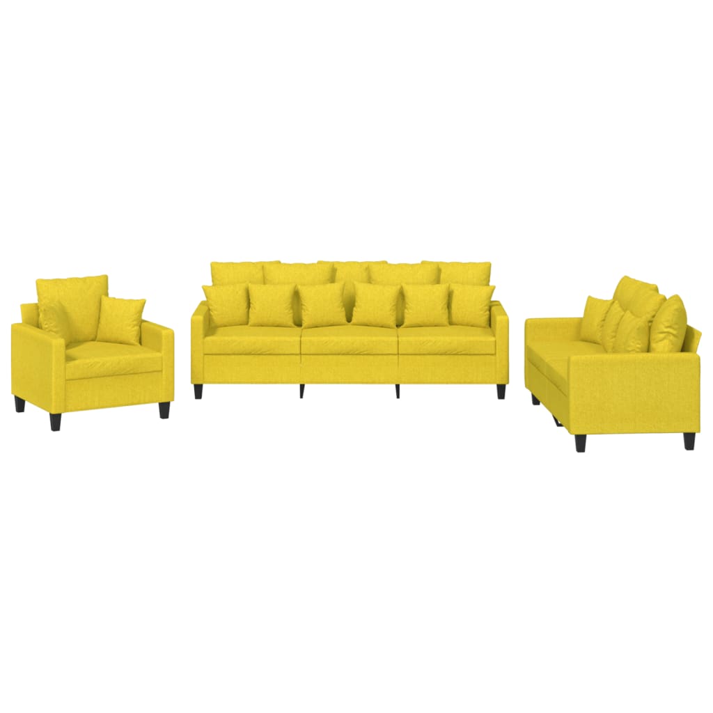 Ensemble de canapés 3 pcs avec coussins jaune clair tissu - XIOS