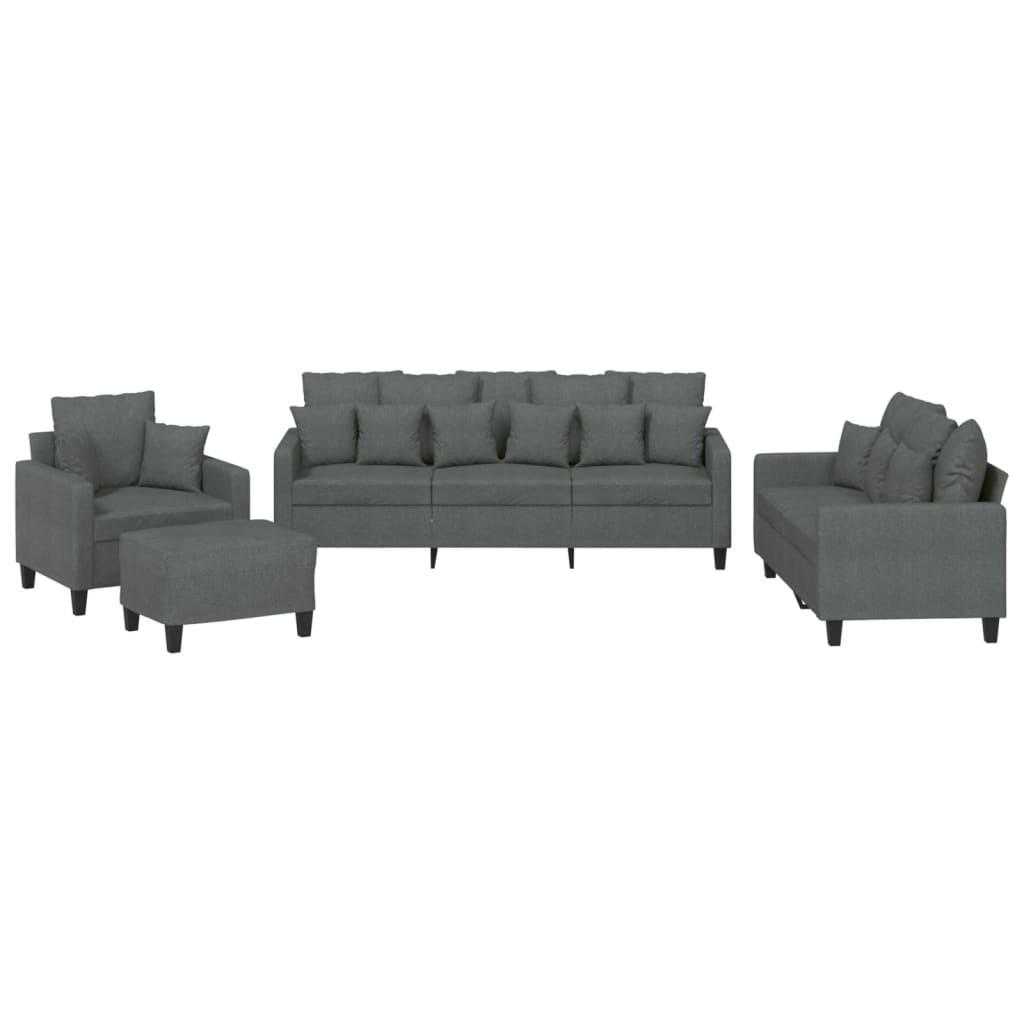 Ensemble de canapés 4 pcs coussins gris foncé tissu - XIOS