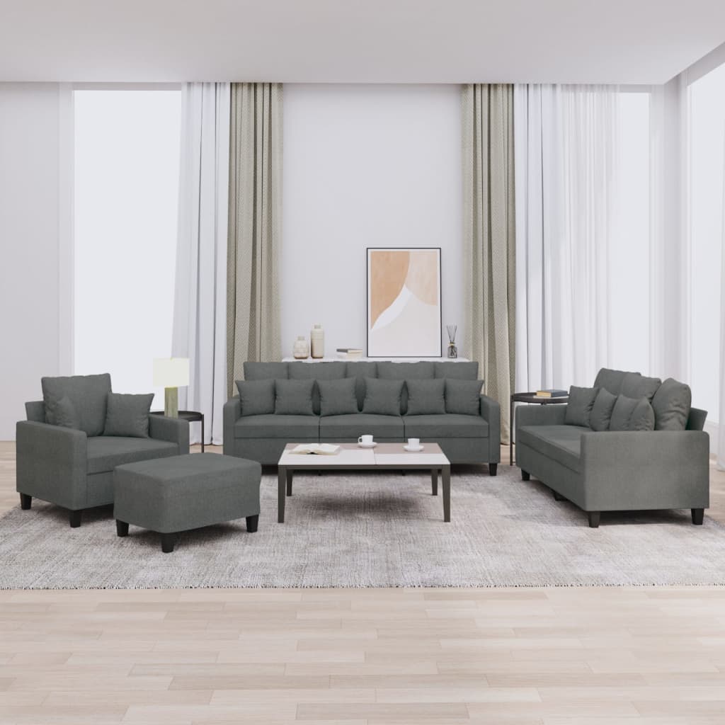 Ensemble de canapés 4 pcs coussins gris foncé tissu - XIOS