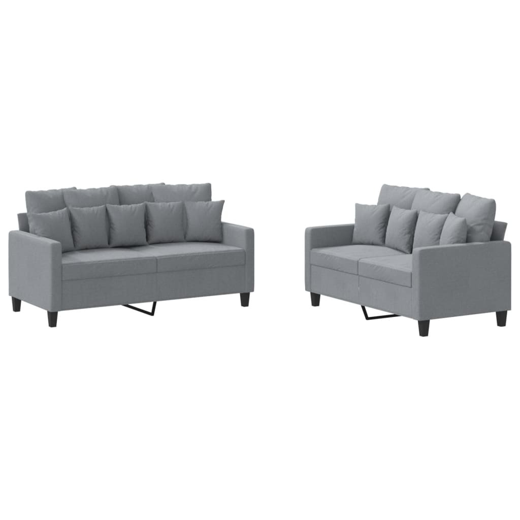 Ensemble de canapés 2 pcs avec coussins Gris clair Tissu - XIOS