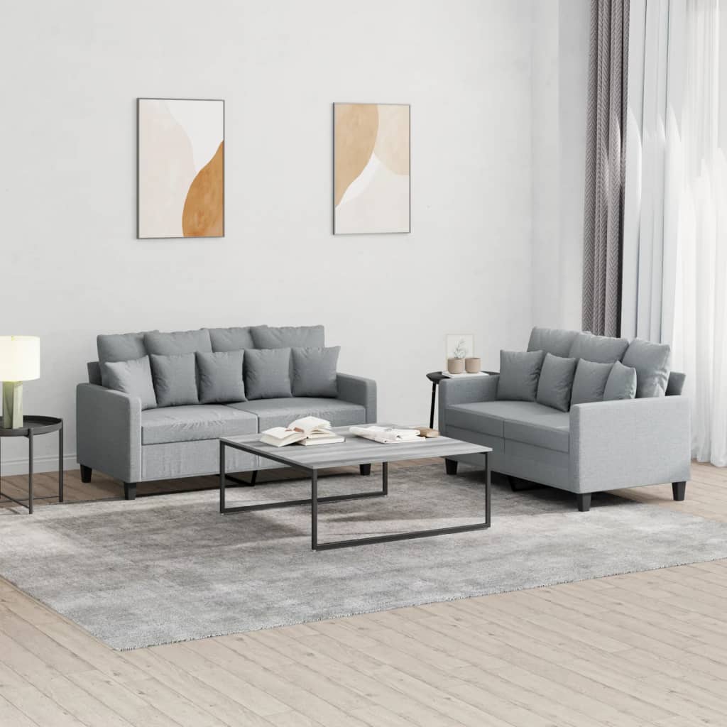 Ensemble de canapés 2 pcs avec coussins Gris clair Tissu - XIOS