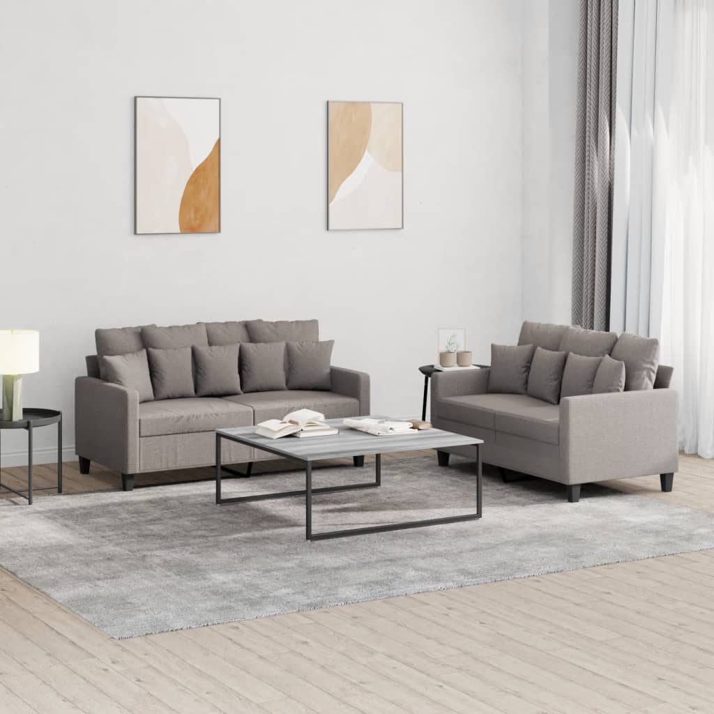 Ensemble de canapés 2 pcs avec coussins Taupe Tissu - XIOS