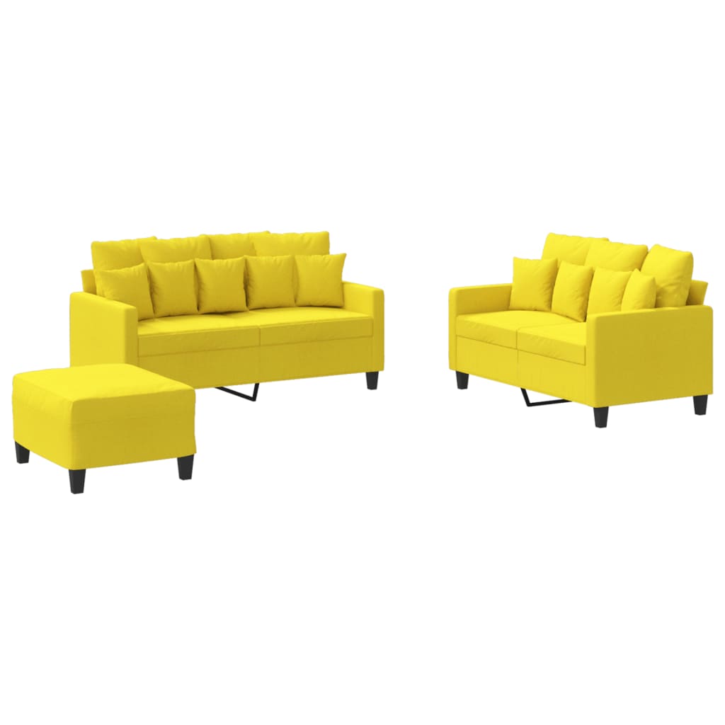 Ensemble de canapés 3 pcs avec coussins Jaune clair Tissu - XIOS