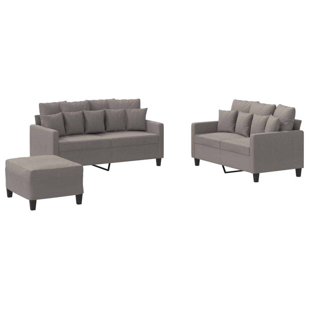 Ensemble de canapés 3 pcs avec coussins Taupe Tissu - XIOS