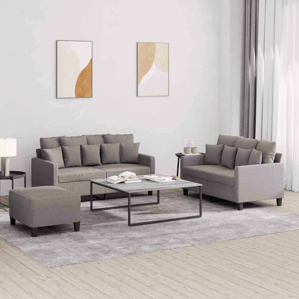 Ensemble de canapés 3 pcs avec coussins Taupe Tissu - XIOS