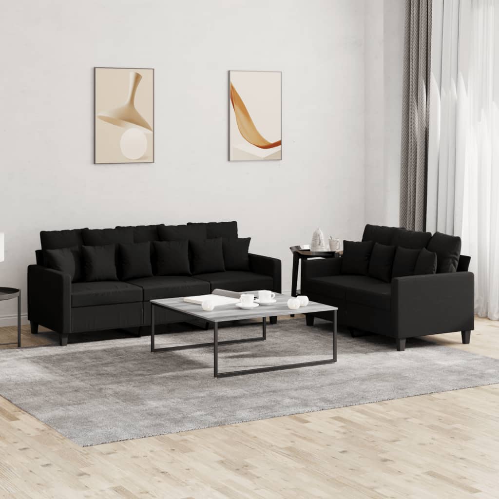 Ensemble de canapés 2 pcs avec coussins Noir Tissu - XIOS