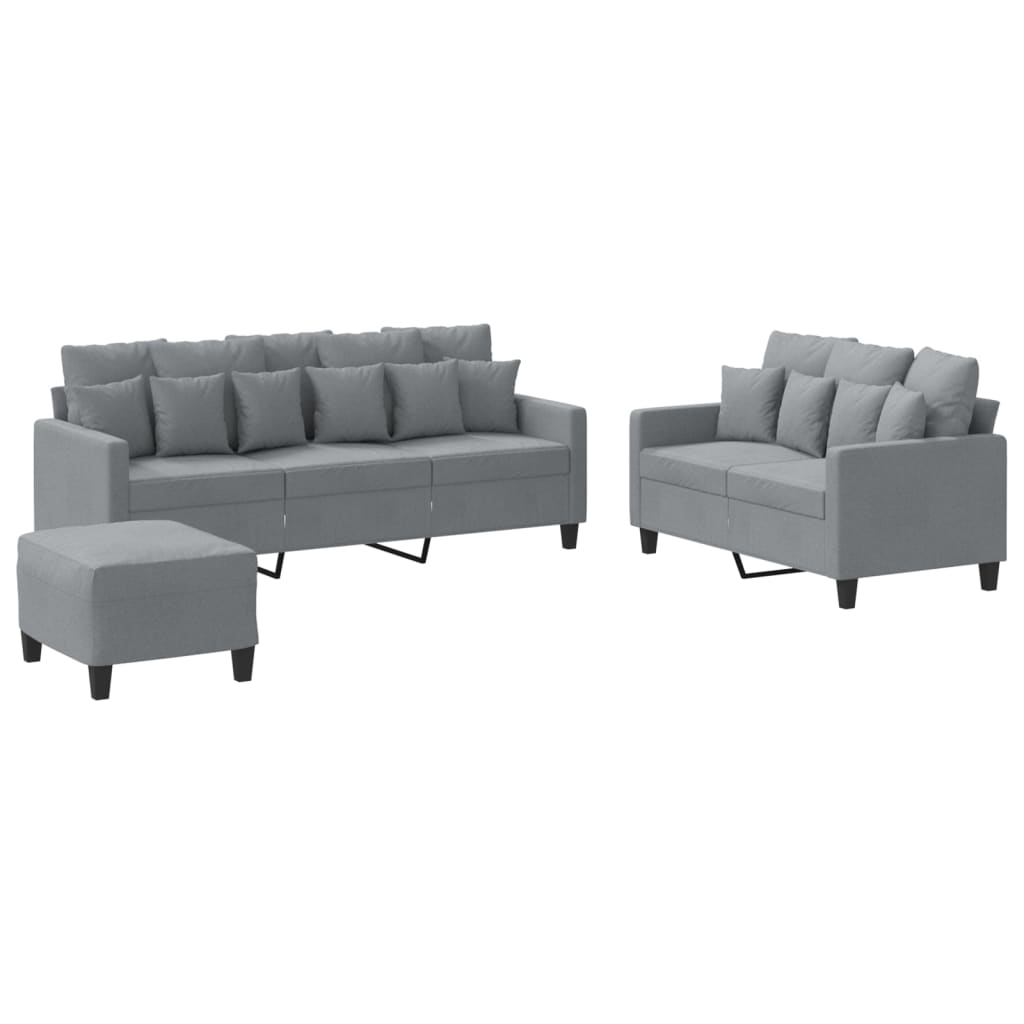 Ensemble de canapés 3 pcs avec coussins Gris clair Tissu - XIOS