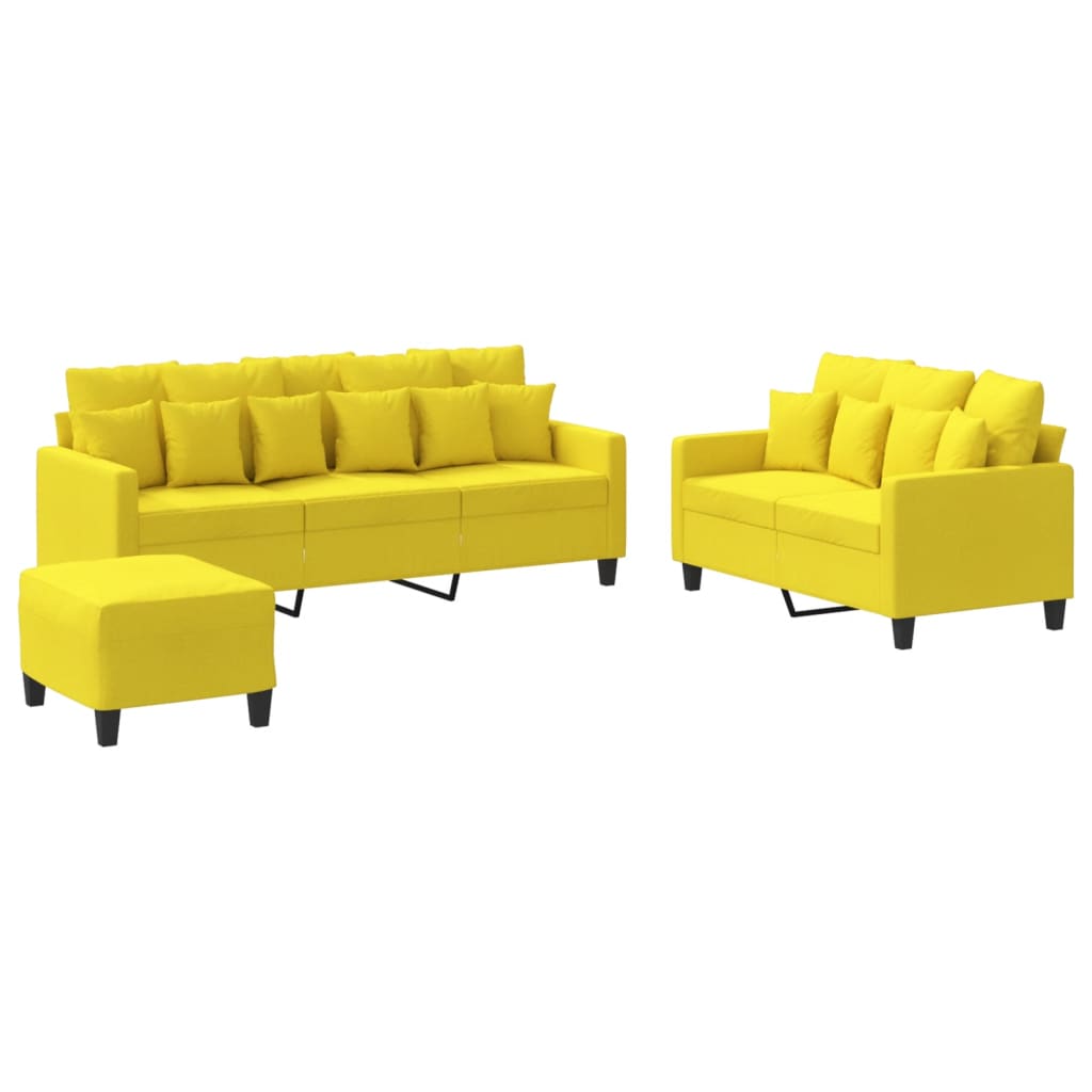 Ensemble de canapés 3 pcs avec coussins Jaune clair Tissu - XIOS
