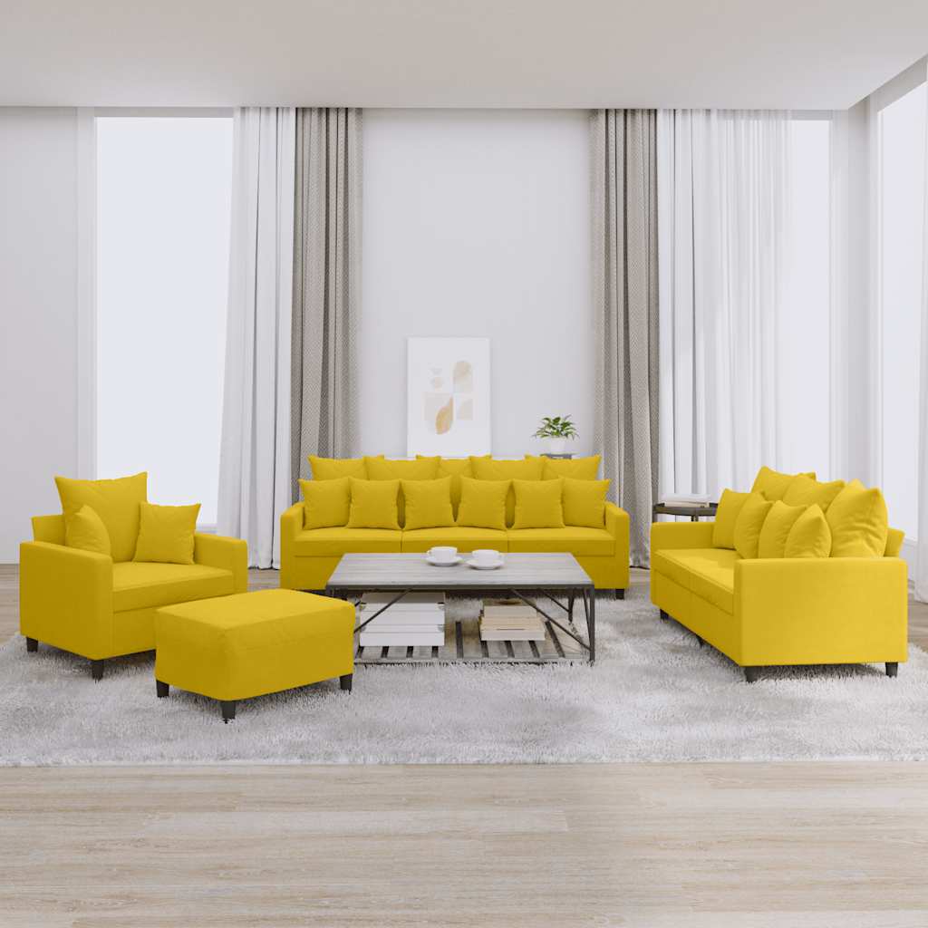 Ensemble de canapés 4 pcs avec coussins Jaune Velours