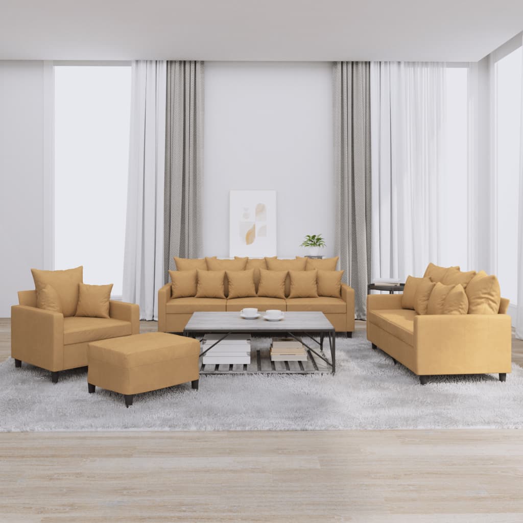 Ensemble de canapés 4 pcs avec coussins Marron Velours - XIOS
