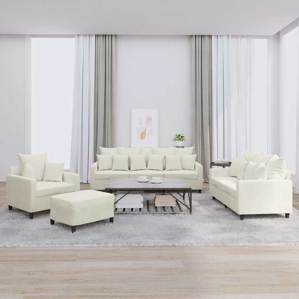 Ensemble de canapés 4 pcs avec coussins Crème Velours