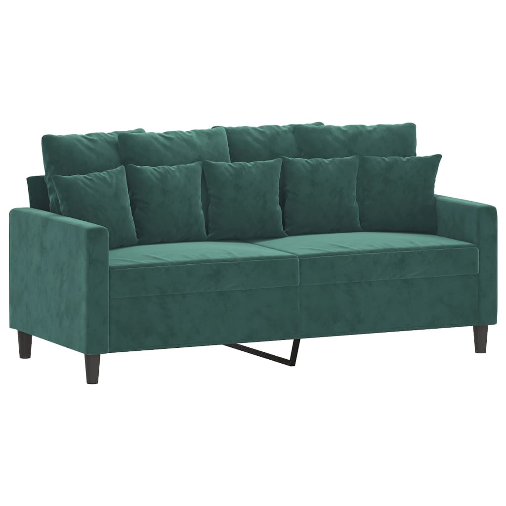 Ensemble de canapés 2 pcs avec coussins Vert foncé Velours - XIOS