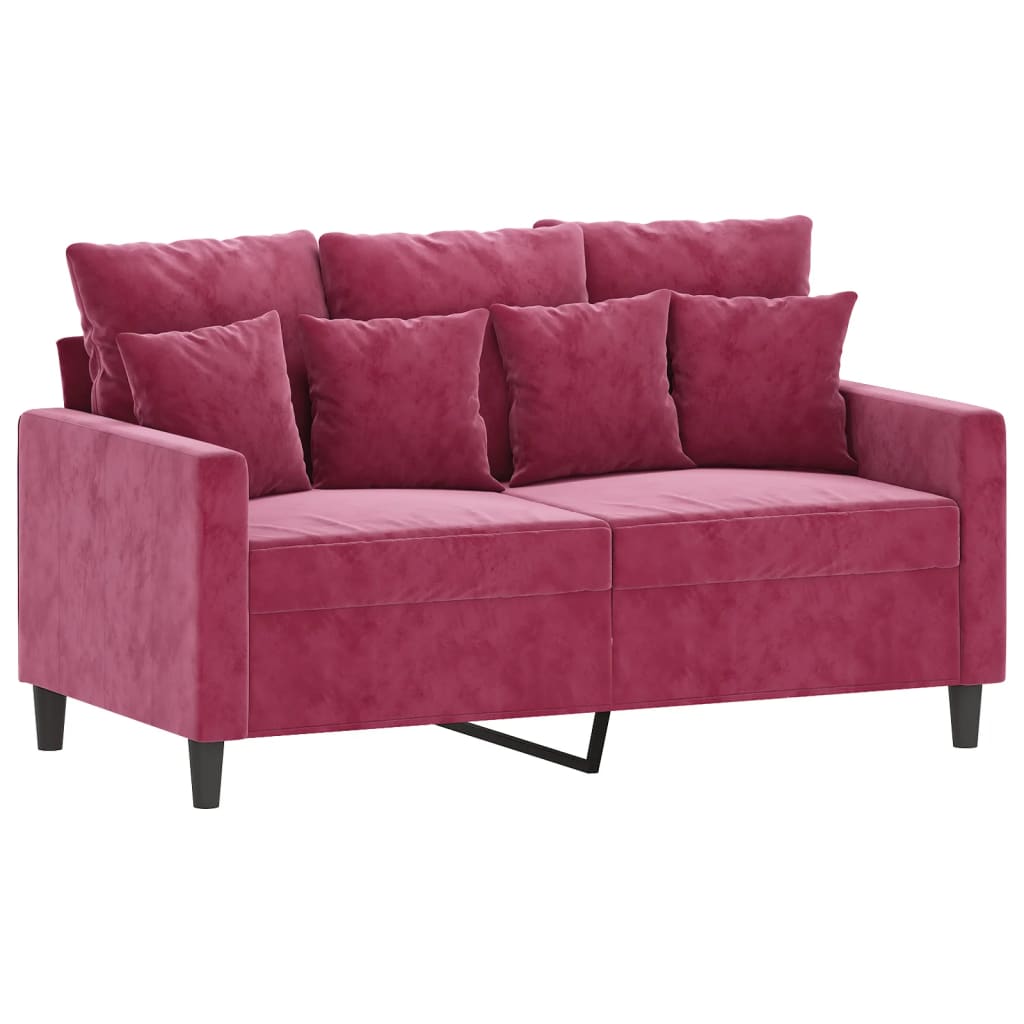 Ensemble de canapés 2 pcs avec coussins Rouge bordeaux Velours - XIOS