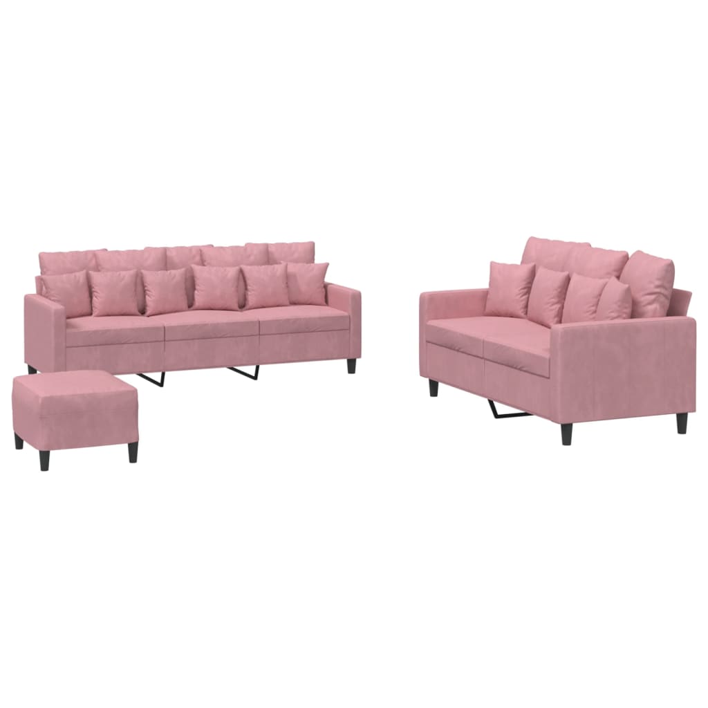 Ensemble de canapés 3 pcs avec coussins Rose Velours - XIOS