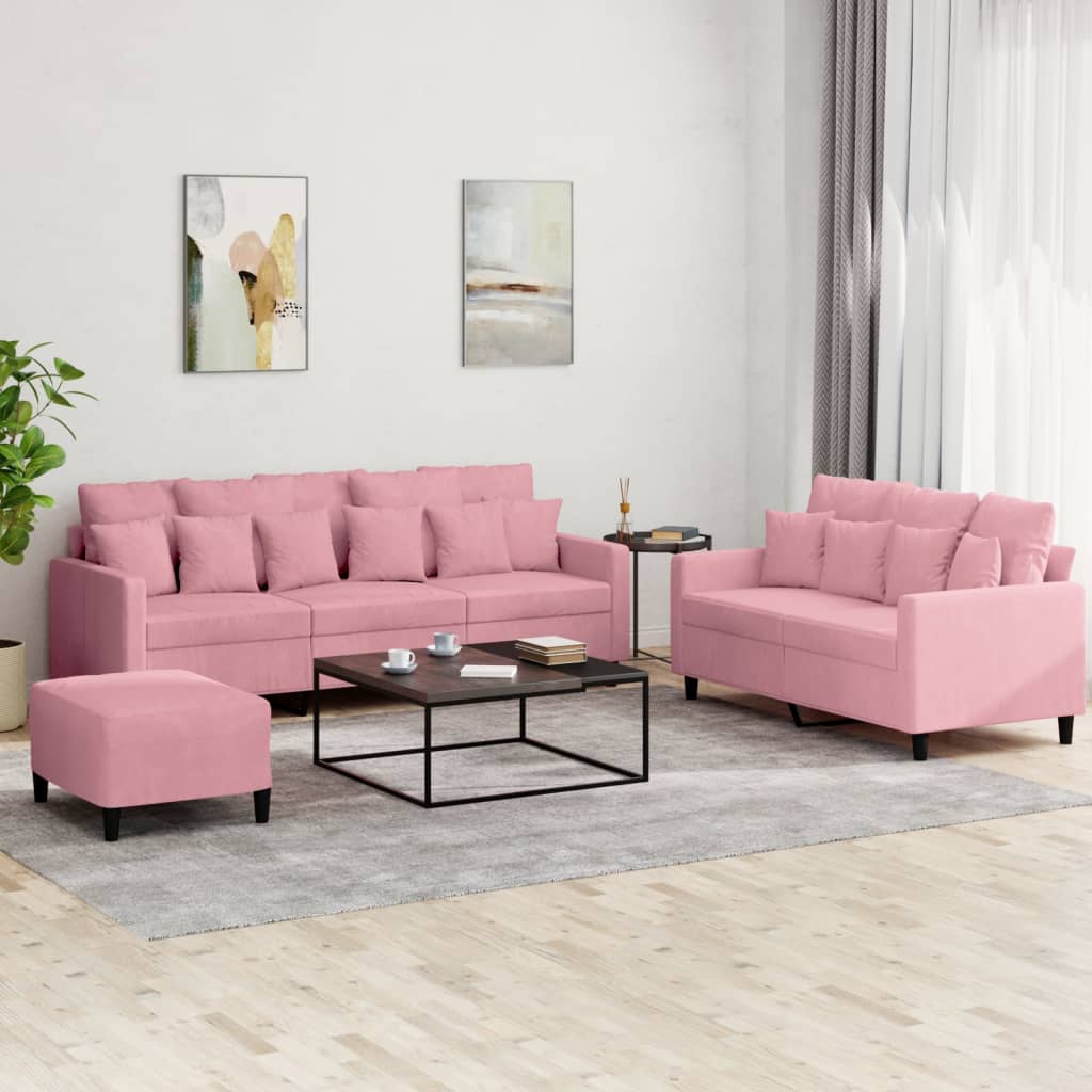 Ensemble de canapés 3 pcs avec coussins Rose Velours - XIOS