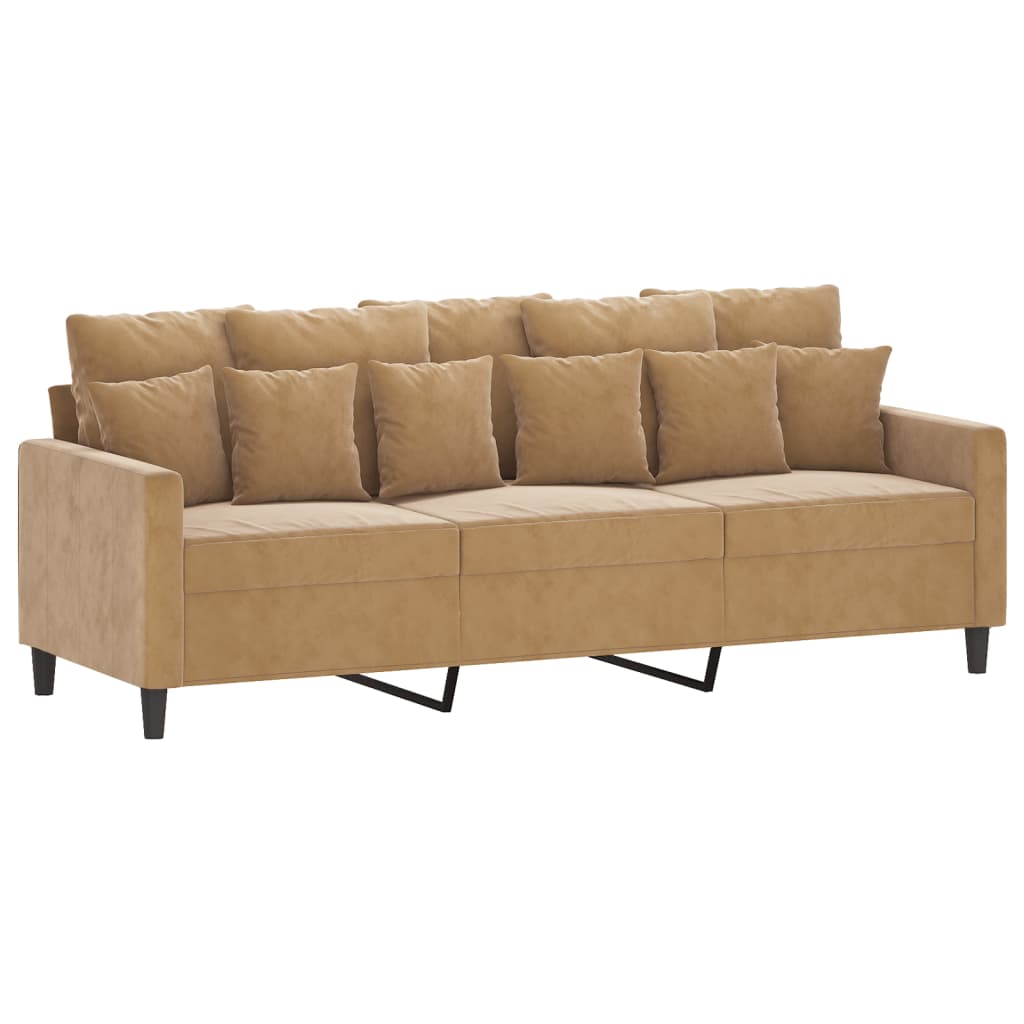 Ensemble de canapés 3 pcs avec coussins Marron Velours - XIOS