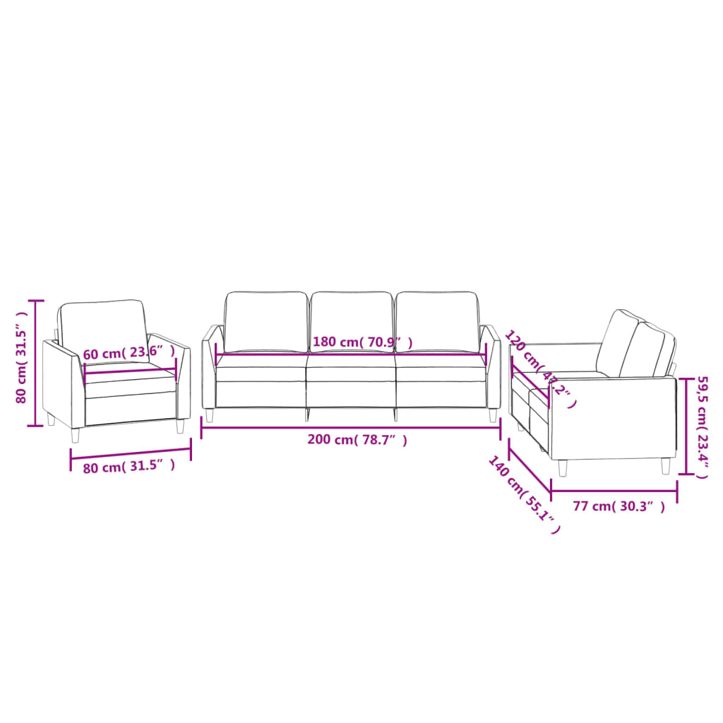Ensemble de canapés 3 pcs avec coussins Cappuccino Similicuir - XIOS