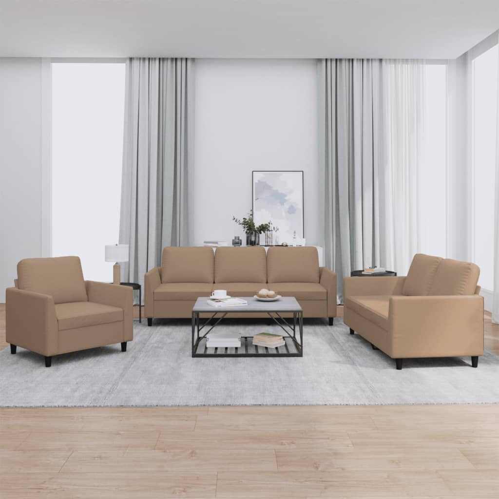 Ensemble de canapés 3 pcs avec coussins Cappuccino Similicuir - XIOS