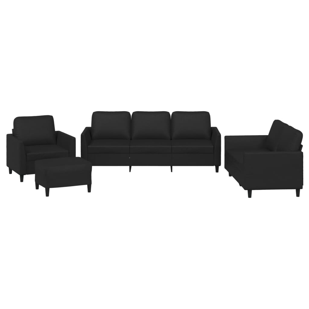 Ensemble de canapés 4 pcs avec coussins Noir Similicuir - XIOS