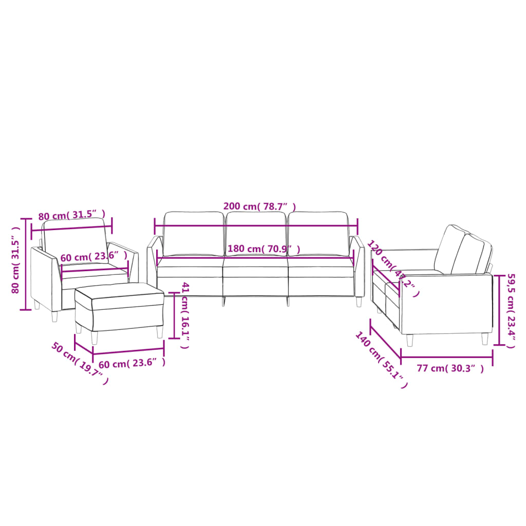 Ensemble de canapés 4 pcs avec coussins Noir Similicuir - XIOS