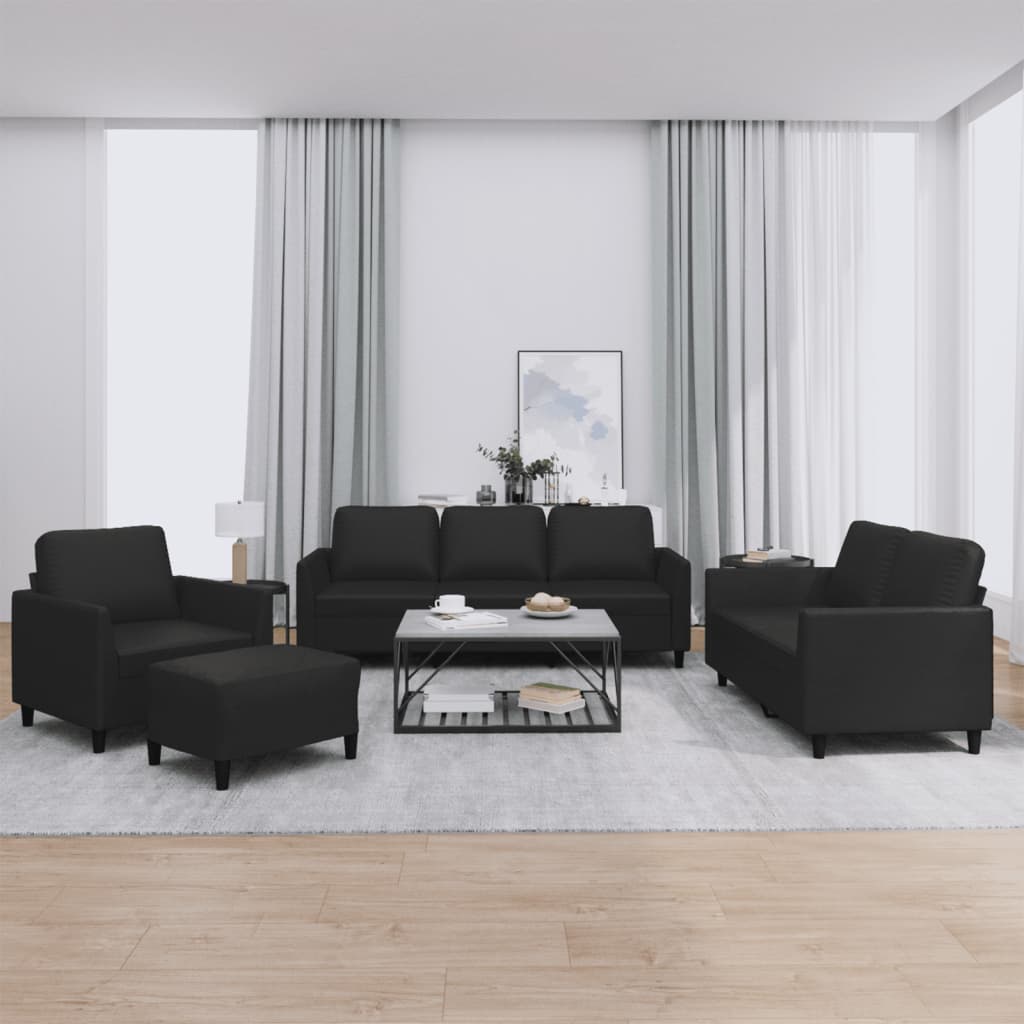 Ensemble de canapés 4 pcs avec coussins Noir Similicuir - XIOS