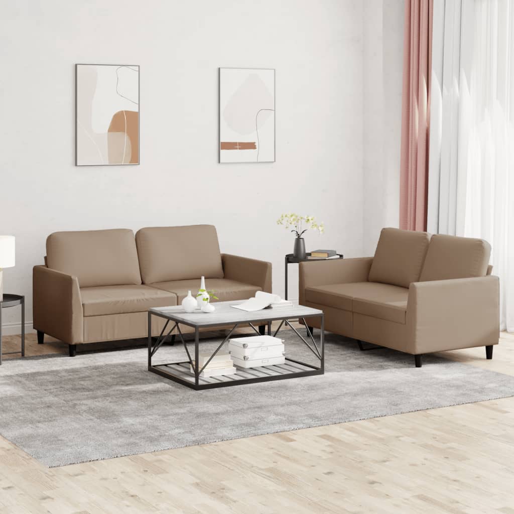 Ensemble de canapés 2 pcs avec coussins Cappuccino Similicuir - XIOS