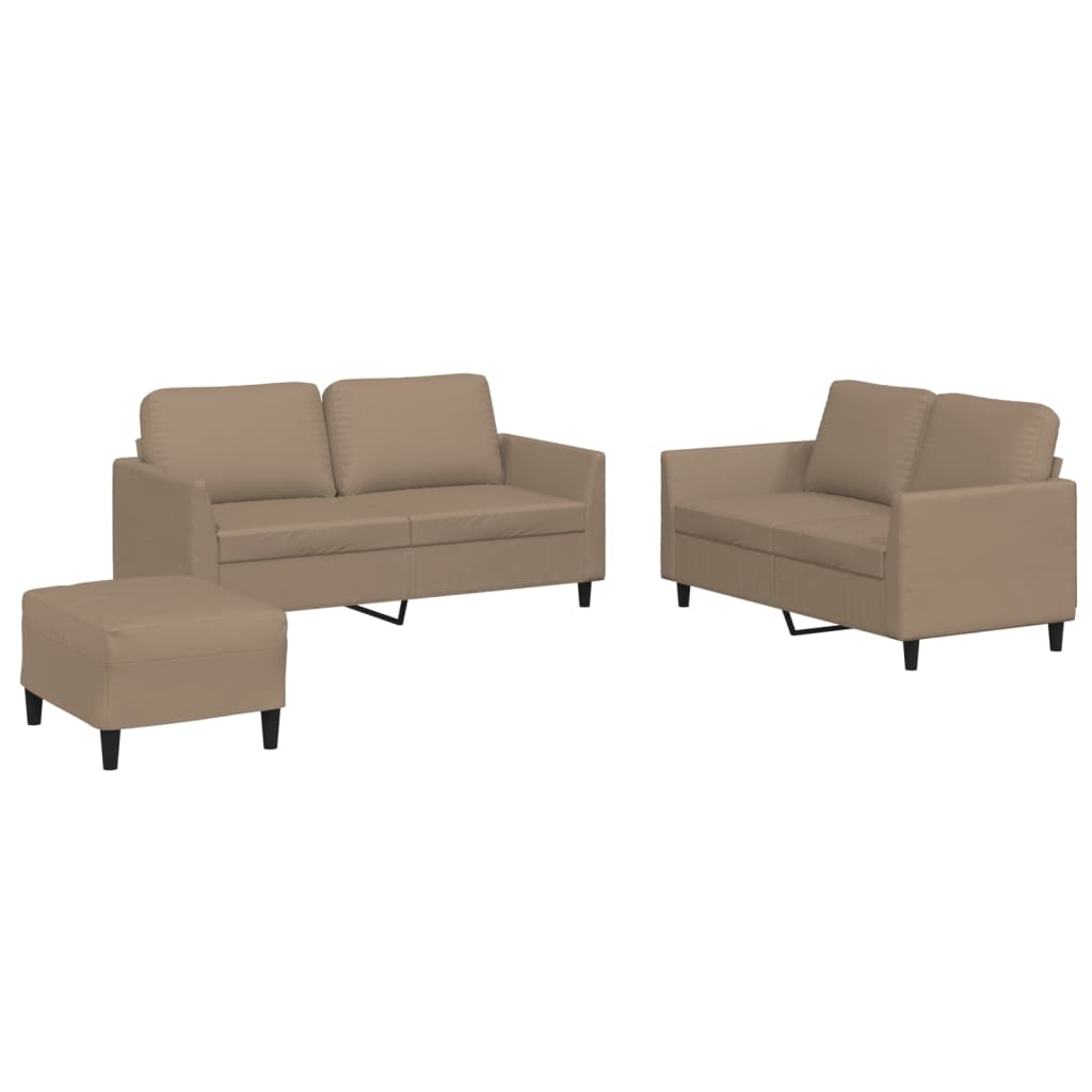 Ensemble de canapés 3 pcs avec coussins Cappuccino Similicuir - XIOS
