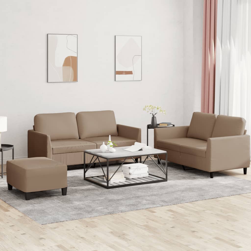 Ensemble de canapés 3 pcs avec coussins Cappuccino Similicuir - XIOS