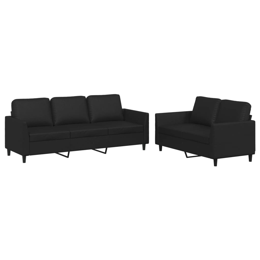 Ensemble de canapés 2 pcs avec coussins Noir Similicuir - XIOS